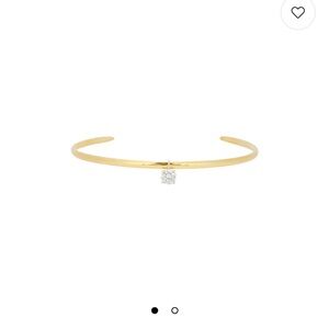 Gold Collar Necklace with Crystal Solitaire